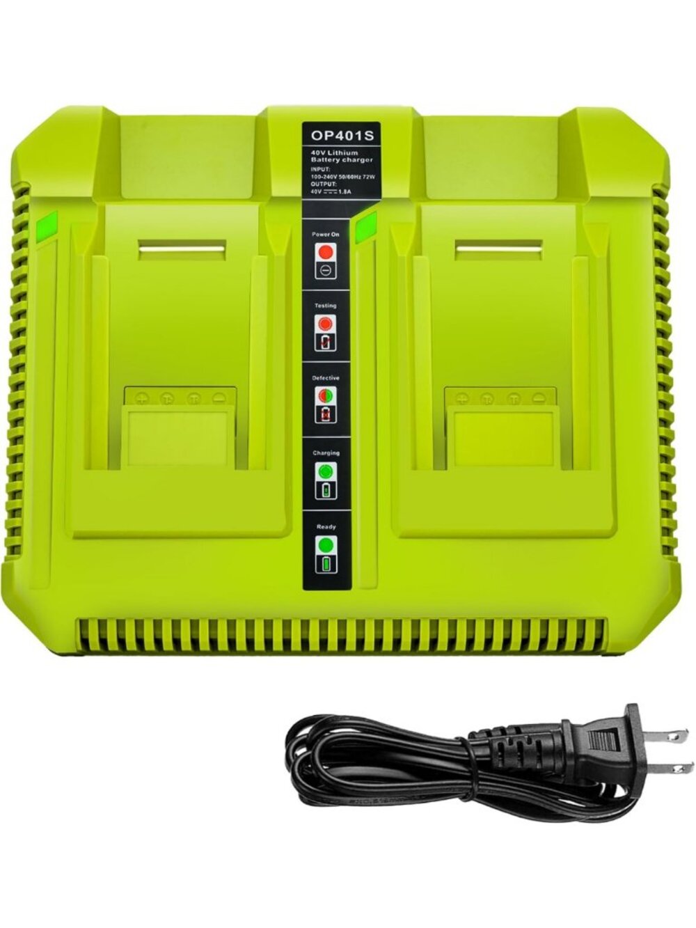 Dual Port Fast Charger for 40V Lithium Batteries - Compatible with Ryobi Models